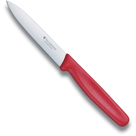 Swiss Army Brands Victorinox 40502 Kitchen Red Paring - Large Handle, Spear Point, 4In Blade, Straight Edge VIC-5.0701.S